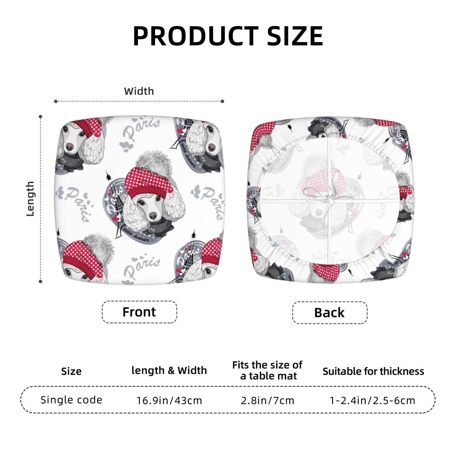 Vsdgher Cute Poodle Dog Couch Cushion Covers, Non-Slip Sofa Seat Cushion Slipcovers, Soft Couch Covers（Don't include seat cushion）Four Pieces