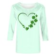 thumbnail image 4 of Meichang T-Shirts Verts pour Femmes, T-Shirts de la Saint-Patrick, T-Shirts Graphiques Trèfle, Manches 3/4, Col Rond, Tops Irlandais, 4 of 5
