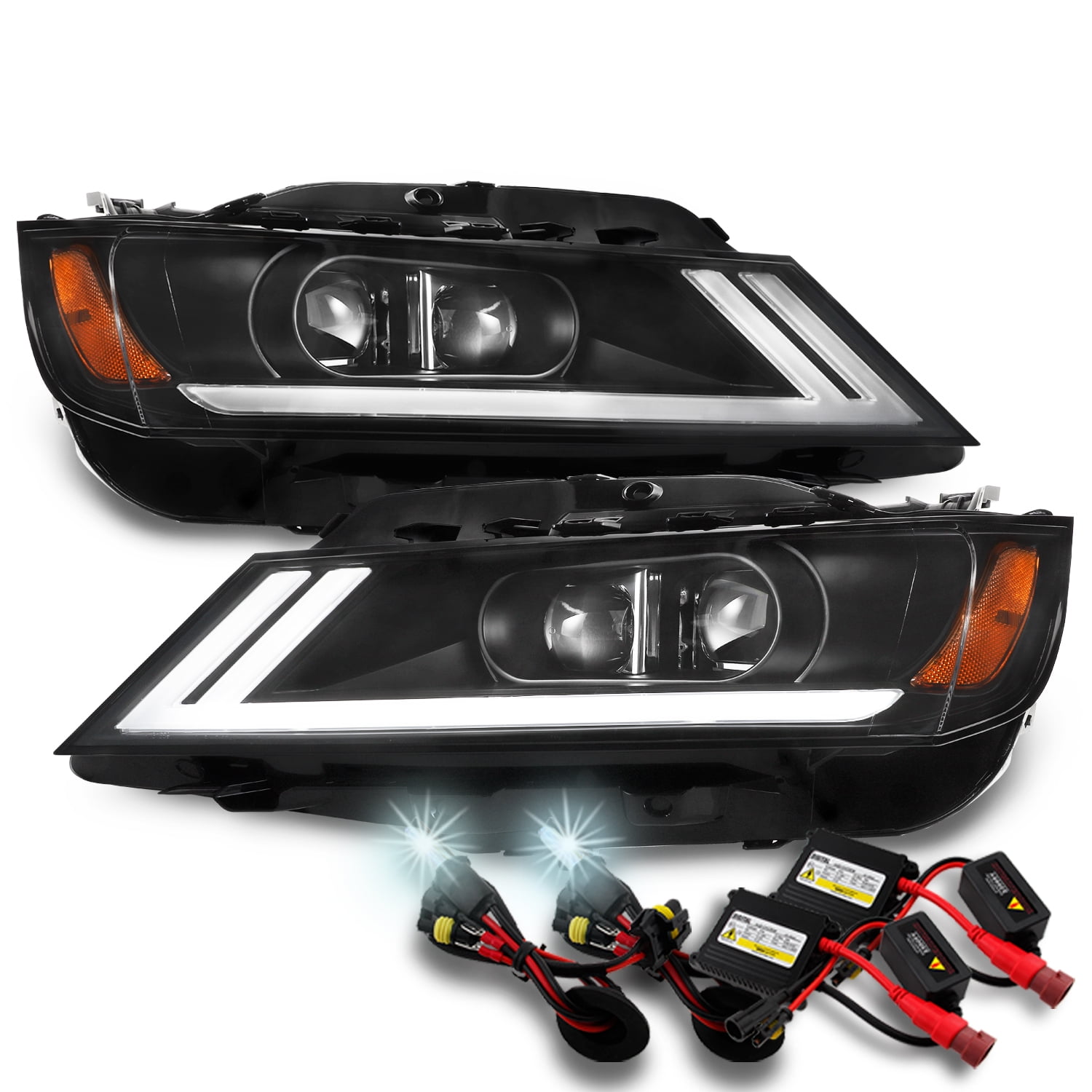 [LED DRL] For 20142020 Chevy Impala Black Dual Proejctor Headlight