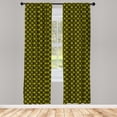 thumbnail image 2 of Ambesonne Retro Curtains, Floral Stripes Squares Art, Pair of 28"x95", Yellow Charcoal Grey, 2 of 4