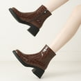 thumbnail image 3 of Mostsola Ankle Boots for Women Square Toe Mid Heel Side Zipper Dress Snakeskin Print Booties, 3 of 4