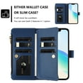 thumbnail image 6 of for iPhone Air Flip Wallet Case, PU Leather Protective Rugged Cover with Credit Card Slots Zipper Pocket, Shock-Absorbent Kickstand Magnetic Closure Lanyard & Shoulder Strap, Darkblue, 6 of 10