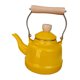 thumbnail image 1 of Tetera vintage esmaltada con mango de madera resistente al calor para el té de la cocina del hogar. Amarillo, 1 of 9