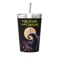 thumbnail image 1 of Termo de Pesadilla antes de Navidad con pajita cónica de doble pared con aislamiento al vacío de acero inoxidable de 12 oz, color blanco, 1 of 7