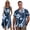Blue Polynesian, variant on Polynesian Hibiscus Couple Matching Outfit Men's Button Up Shirt Summer Beach Shirts Workwear and Womens Sleeveless Dress Irregular Hem Hawaiian Vacation Sundress