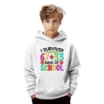 thumbnail image 2 of IWRICH Girls Boys I Survive 100 Days of School Hoodie Cute Funny Printed Hooded Sweatshrits Long Sleeve Tops,Size 2-13 Years White 160, 2 of 4