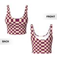 thumbnail image 6 of Sports Bras for Women Workout Tank Tops, Groovy hippie checkered vintage Running Vest with Removable Cups, 6 of 7