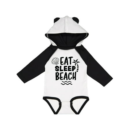 

Inktastic Eat Sleep Beach with Seashell and Palm Tree Gift Baby Boy or Baby Girl Long Sleeve Bodysuit