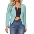 thumbnail image 2 of Kaliqueen Womens Open Front Work Blazer Long Sleeve Daily Commute Office Solid Color Zipper Straight Pockets, 2 of 5