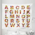 thumbnail image 1 of Letters Tapestry, Colorful Vibrant Alphabet with Flowers Gardening Plants Blooming Dahlia Cornflower, Fabric Wall Hanging Decor for Bedroom Living Room Dorm, 5 Sizes, Multicolor, by Ambesonne, 1 of 1