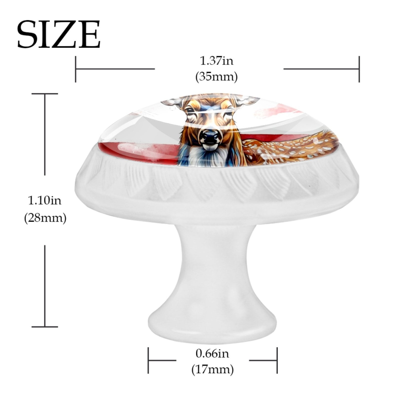 4 Pcs Deer and American Flag Knobs for Kitchen Cabinet Cupboard Dresser Bookcase Drawer Pulls Handles Round Home Decor