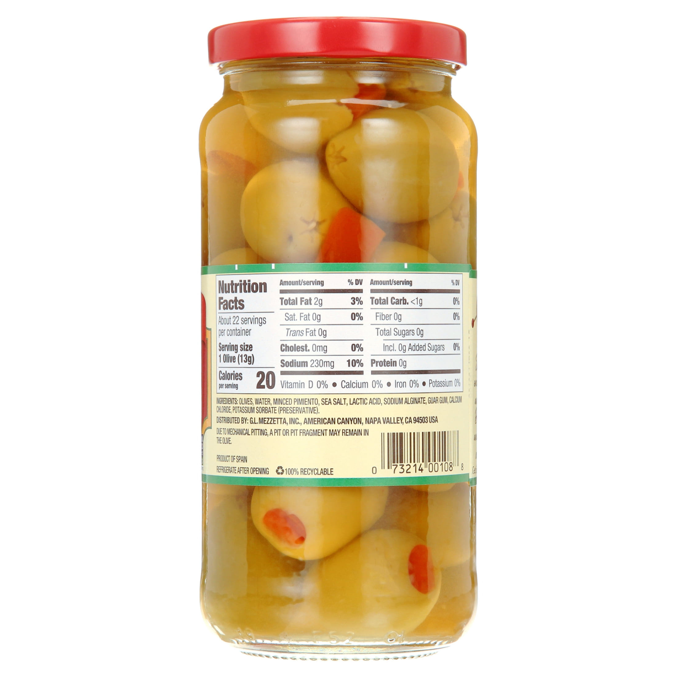 (3 pack) Mezzetta Super Colossal Spanish Queen Olives Pimiento Stuffed, 10 oz Dr. Wt. Jar