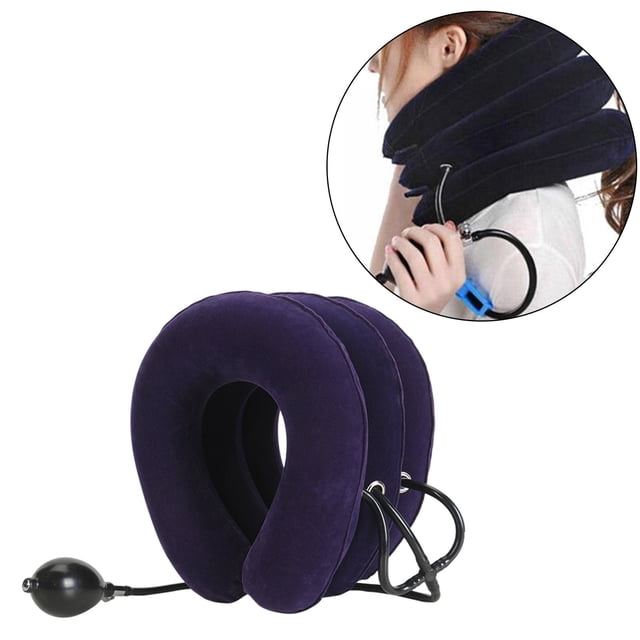 Dispositivo de del cuello cervical Camilla inflable para el cuello transpirable fácil de utilizar Tres tubos ajustables, - morado Morado oscuro