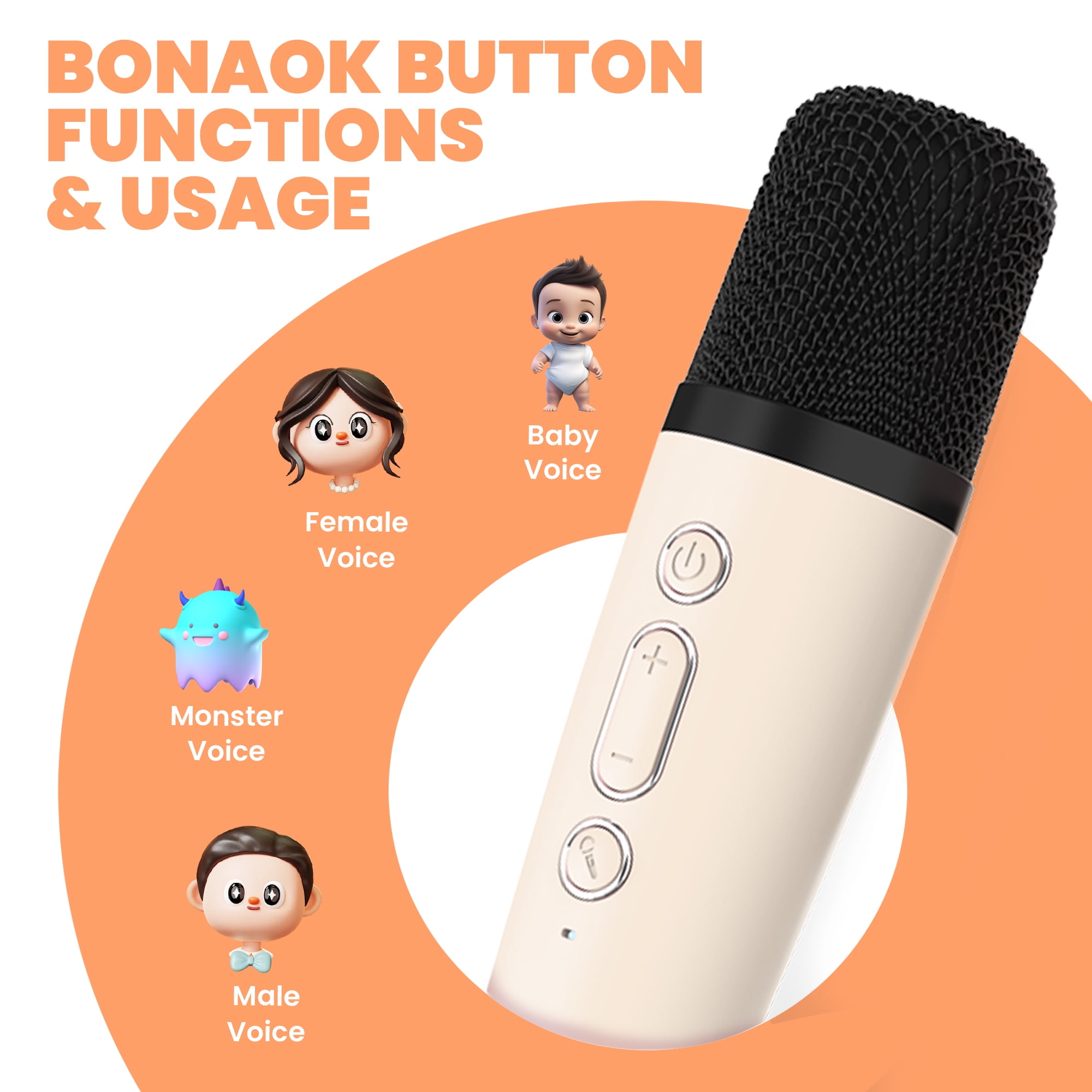 BONAOK Mini Karaoke Machine for Kids, Portable Bluetooth Speaker with 2 Wireless Microphones, Girls Gifts for Christmas Home Party, White