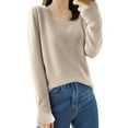 thumbnail image 3 of Cashmere Sweaters for Women Winter Fashion Solid Color Pullover Tops Long Sleeve Casual Crewneck Outfits Elegant Gift for Her Comfortable & Fashionable,Khaki XXL, 3 of 3