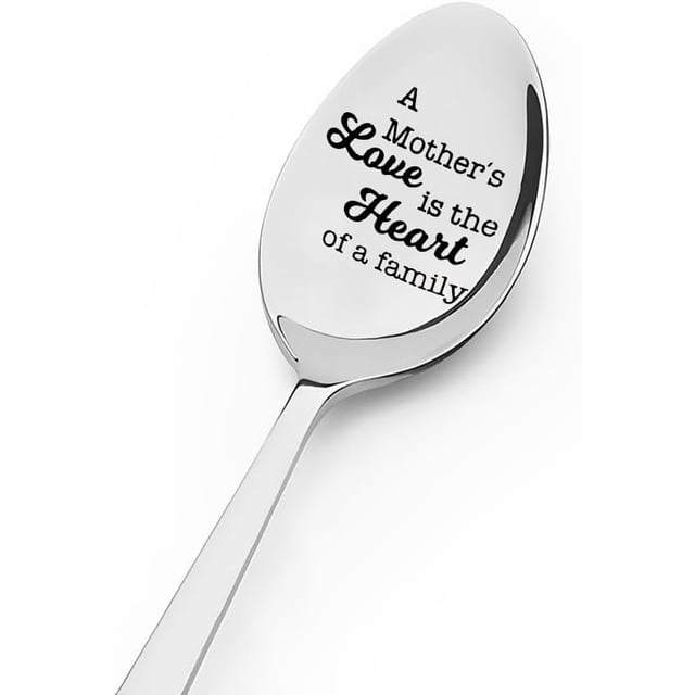 Mom Mother Christmas Birthday Gift from Son Daughter to Mom Mother Gift Spoon A Mother's Love is The Heart of A Family Spoon Gifts for Mama Mommy Coffee Tea Ice Cream Lover Spoon