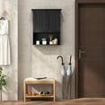 thumbnail image 4 of Topbuy Wall Mounted Bathroom Cabinet Double Door Medicine Cabinet Kitchen Cupboard w/ Open Compartment & Adjustable Shelf Black, 4 of 10
