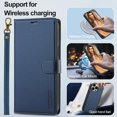 thumbnail image 2 of ELEHOLD for iPhone 15 Plus Case, Premium PU Leather Detachable Folio Cover RFID Blocking Card Slots Holder Magnetic Kickstand Full Protective Case with Wrist Strap for iPhone 15 Plus,Blue, 2 of 10