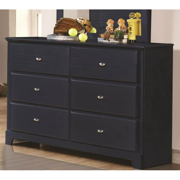 6 Drawer Dresser And Mirror Set In Navy, Navy Blue And Grey Dressers