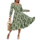 thumbnail image 1 of Vestido largo Simplee para mujer, manga larga, verde primaveral, floral, 1 of 6