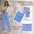 thumbnail image 3 of TEMOFON Fleece Lined Cargo Sweatpants for Women High Waist Drawstring Wide Leg Straight Leg Thermal Joggers Loose Warm Athletic Lounge Pants with Side Cargo Pockets, 3 of 8