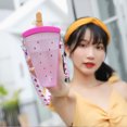 thumbnail image 3 of Straw Cup Cute Fruit Design Aislamiento Térmico Botella De Agua Con Correa Para El Hombro Hombro A Prueba De Fugas Contenedor De Agua Para Niños Al Aire Libre Niños Yuarrent HA026788-01, 3 of 6