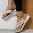 thumbnail image 3 of PEASKJP Womens Wide Width Sandals Women's Summer Thick High Heel Fish Mouth Wedges Beach Sandals Sandals Shoes Non Slip Rubber Sole Beige 8.5, 3 of 5