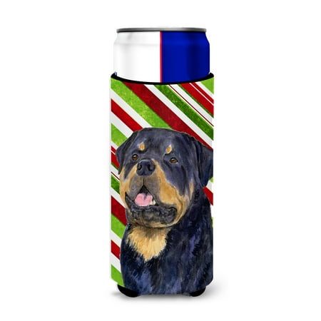 

Caroline s Treasures SS4593MUK Rottweiler Candy Cane Holiday Christmas Ultra Hugger for slim cans Slim Can multicolor