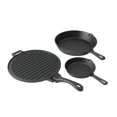 thumbnail image 1 of Ozark Trail 4-Piece Cast Iron Skillet Set with Handles and Griddle, Pre-Seasoned, 6", 10.5", 11", Hand Wash Only, 1 of 12