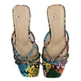 thumbnail image 2 of Delicious Women's Strappy Knotted Block Heel Sandal, Green Multi, 7 M US, 2 of 5