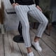 thumbnail image 1 of Pantalones largos para hombre, pantalones a rayas personalizados, pantalones de pierna corta con bolsillos atados, pantalones de traje, pantalones pitillo, leggings, pantalones casuales, pantalones pa, 1 of 5