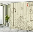 thumbnail image 5 of Ambesonne Sketch Shower Curtain, Park Alley Night Time Area, 69"Wx84"L, Beige and Red, 5 of 5
