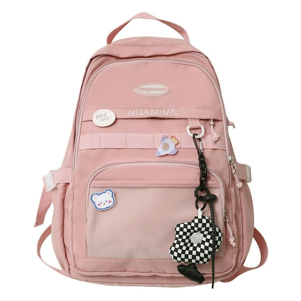 Mochila para mujer, portátil, sencilla, informal, duradera y práctica. Rosa
