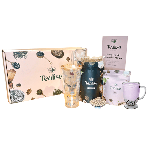 Tealise Boba Tea Taro Starter Kit with 24oz Reusable Double Wall Boba Cup