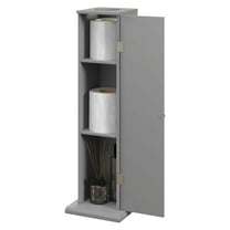 Toilet Paper Cabinet Bathroom Corner, Gray Storage Organizer w/ Shelves & Door