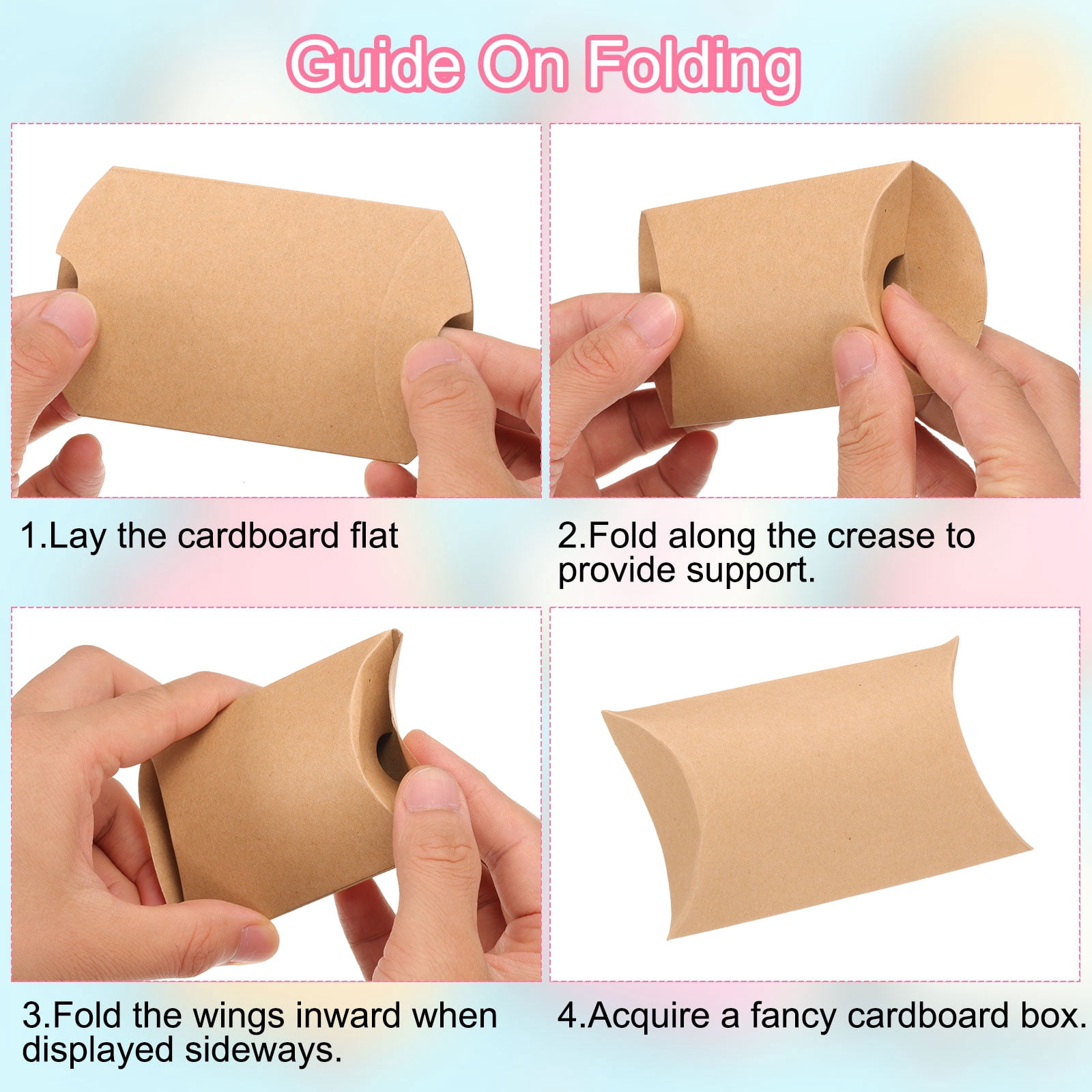 Unique Bargains Gift Boxes with Ribbons Presents Paper Candy Favor Box 5.1"x3.5"x1" Brown
