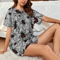 thumbnail image 4 of Balery Spiders Conjunto de Pijama para Mujer con Estampado, Dos Piezas de Manga Corta y Shorts, Ropa de Dormir Suave con Cuello Redondo y Bolsillos-Large, 4 of 6
