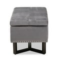 thumbnail image 5 of Baxton Studio Esther Modern and Contemporary Grey Velvet Fabric Upholstered and Dark Brown Finished Wood Storage Ottoman, 5 of 11