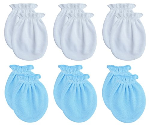 White Newborn Baby Boys/Girls Hand Anti-Scratch Mittens 100%Cotton,Baby Gloves. 