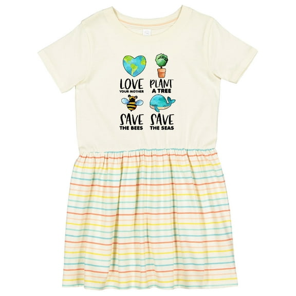 Inktastic Earth Day Plant a Tree Save the Bees Save the Seas Love Your Mother Earth Girls Toddler Dress
