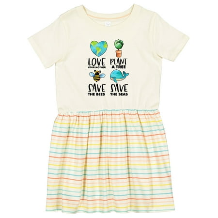 

Inktastic Earth Day Plant a Tree Save the Bees Save the Seas Love Your Mother Earth Girls Toddler Dress