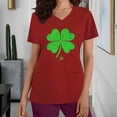 thumbnail image 2 of BiZtdJrK Scrub Tops for Women Short Sleeve Working Uniform with Pocket Summer Casual V Neck Stretchy Holiday T Shirts Funny Graphic Print Tees Red XL Back to School Sales, 2 of 7