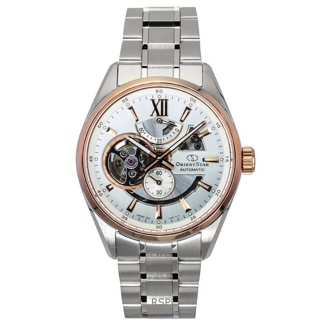 Orient Star Contemporary Stainless Steel Skeleton Ivory Dial Automatic RE-AV0123G 100M Men's Watch