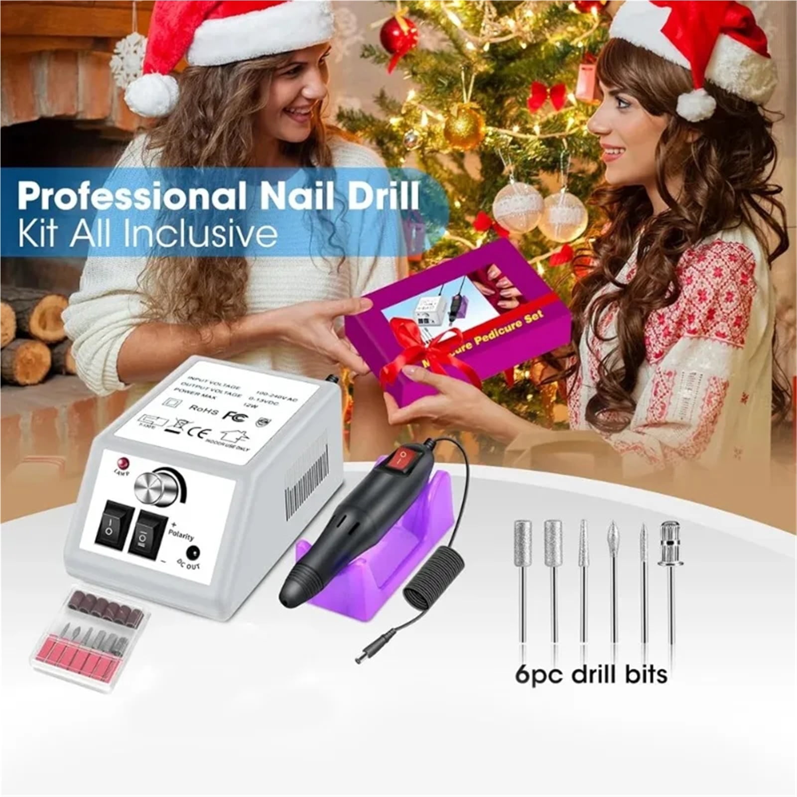 Professional Manicure Drill Machine Set for Gel Polish Removal, Nail Shaping, and Filing - Low Noise, Easy to Use