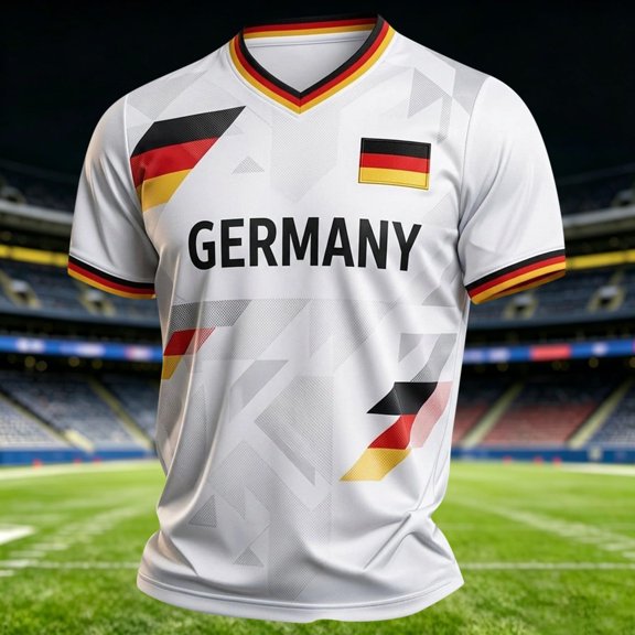 COSFO Mesh Men T Shirt Germany Football Short Sleeve Graphic Tees Breathable Classic Fit Summer V-Neck T Shirts for Man 4xl