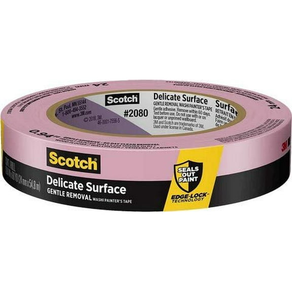 3M 2080-24EC .94" x 60yd 24mm Scotch Delicate Surface Painters Tape - 24ct. Case