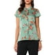 thumbnail image 1 of Blusas de trabajo Satin Inspire Chic para mujeres, blusa casual de negocios con mangas de capucha, floral vintage, S gris verde, 1 of 6