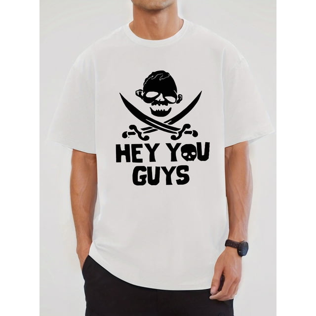 HEY YOU GUYS print tee shirt, Tees for Men, Casual Short Sleeve T-shirt for summer