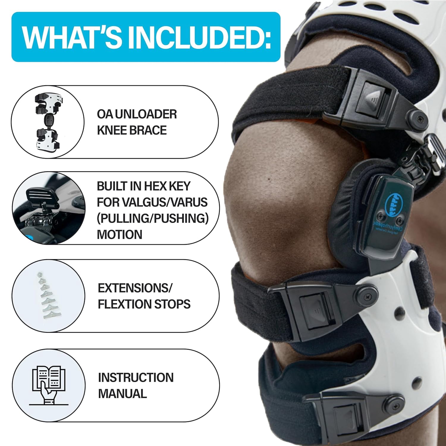 Comfyorthopedic UPGRADED OA Unloader Knee Brace for Men and Women Medial Arthritis Pain & Osteoarthritis Offloader, Best Bone on Bone Cartilage Joint Support L1851 L1843- Right