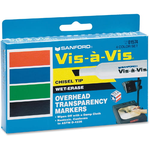 EXPO 1574: Vis-A-Vis Wet Erase Marker, Broad Chisel Tip, Assorted